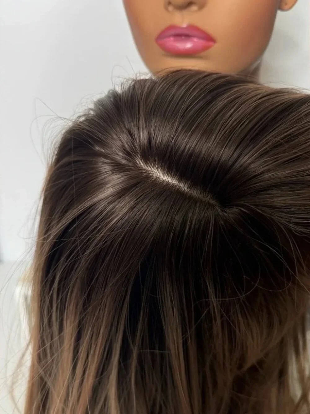 Long Straight Honey Brown Balayage Wig with Bangs – Natural Layered Look - 24”